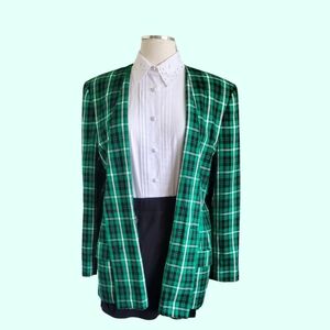 Vintage Pendleton Blazer, Green Plaid, Preppy, Heathers, 90s